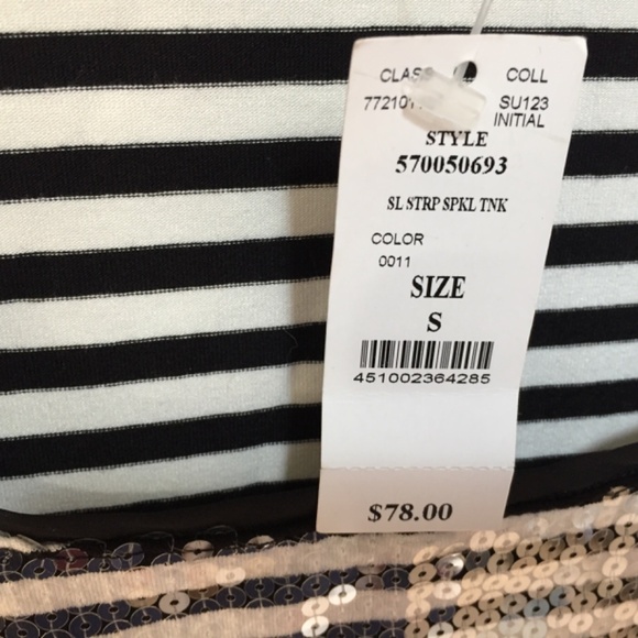 White House Black Market Striped Sequin Tank Top~ NWT - Picture 6 of 16